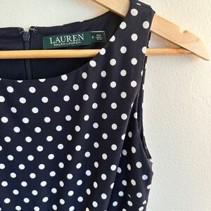 Ralph Lauren Navy Blue Polka Dot Dress